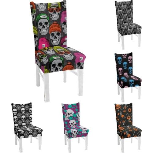 Skull Printing Spandex Stretch Chair Cover Removable Anti-dirty Chairs Covers For Hotel Kitchen Dining Room