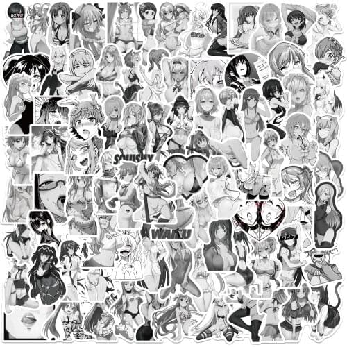 10/50/100PCS Black And White Anime Hentai Pinup Bunny Girl Waifu Stickers For Laptop Water Bottle Waterproof Graffiti Decals