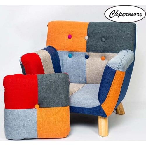 Chpermore Children lazy sofa Simple mini rural patchwork personality Comfortable Living room leisure sofa Kids armchair chair