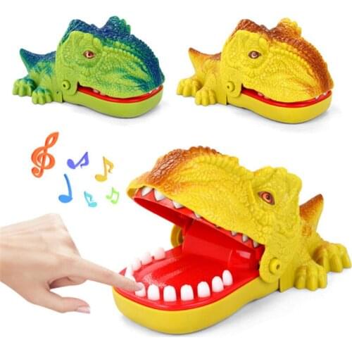 Interesting Children Simulation Dinosaur Head Model Toys Party Trick Toys Finger Biting Sounding Electric Toys Family Game Play