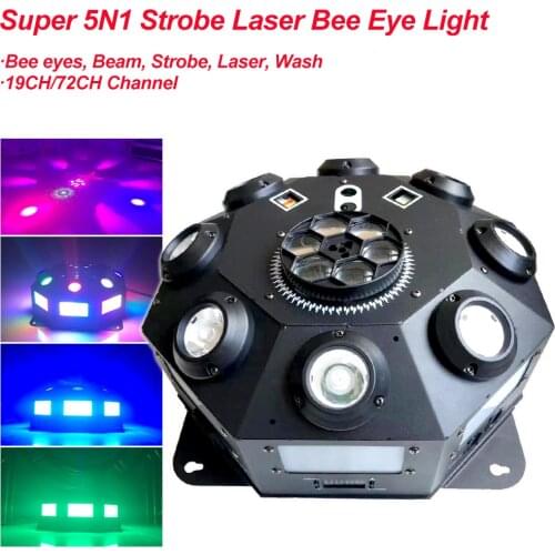 Super 5N1 Strobe Laser Bee Eye Light Laser Patterns Projector DJ Disco Party Dance Wedding Xmas Bar KTV DMX Moving Head Lighting