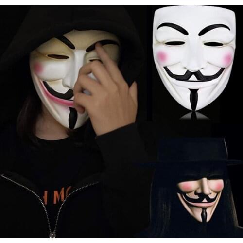 MASK V For Vendetta Halloween Masquerade For Vendetta Anonymous Valentine Ball Party Full Face Super Scary Party Props 200pcs