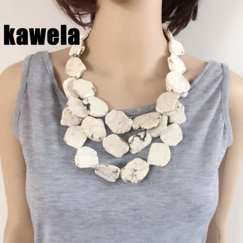 New Statement Chunky White Natural Stone Fashion Necklace