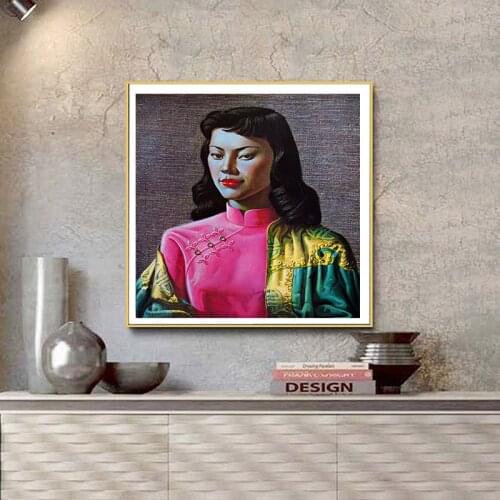 Miss Wong Tretchikoff Vintage Reproduction Oil Painting on Canvas Pop Art Posters and Prints Nordic Wall Picture for Living Room
