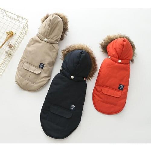 Padded Dog Clothes Winter Pet Dogs Jacket Fur Collar Pet Puppy Outfit Clothing For Dogs Chihuahua S-3XL Medium Large Dog Clothes