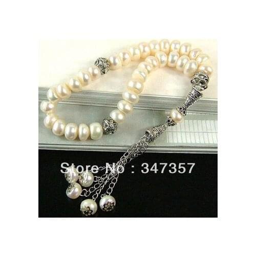 Natural 33 Freshwater Pearl Beads Prayer beads Islamic Muslim Tasbih Allah free shipping