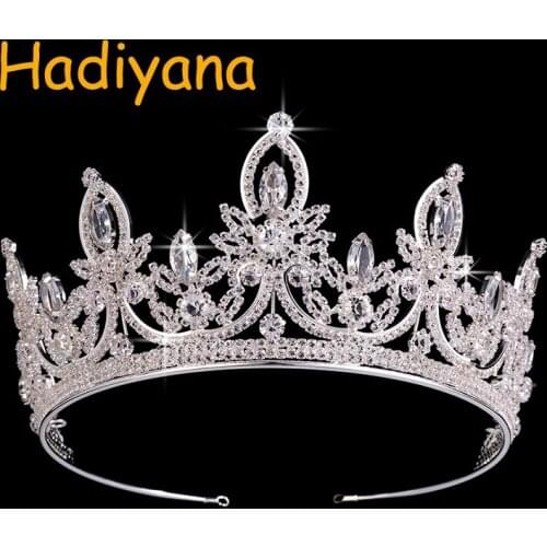 Hadiyana New Bridal Hair Tiaras Perfect High Quality Jewelry Design Crystal Zircon Princess Flower Crown Celebrate Party BC3662