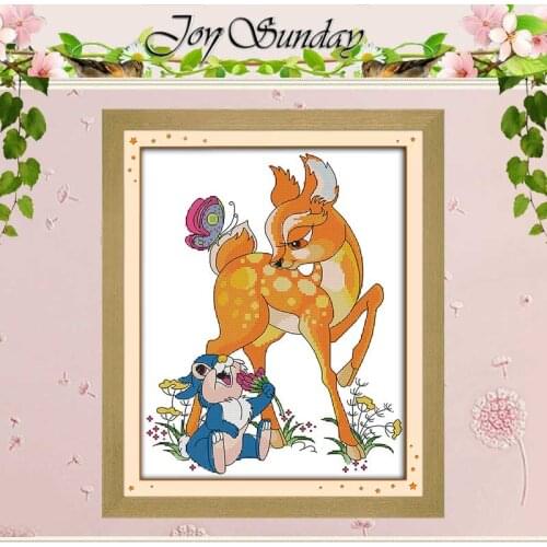 The Deer And Rabbit(2) Patterns Counted Cross Stitch 11CT 14CT Cross Stitch Set Wholesale Cross-stitch Kit Embroidery Needlework