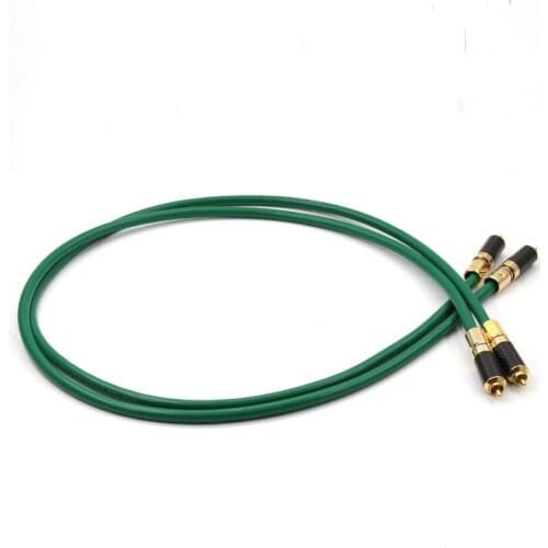 Pair 8N Pure Copper Silver Plated RCA Hi Fi Interconnect With Cable Carbon Gold RCA Connector