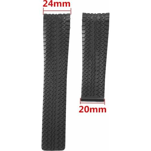 24mm tire texture silicone rubber strap for TAG Heuer Carrera Monaco F1 mens sports series watch strap wristband bracelet band