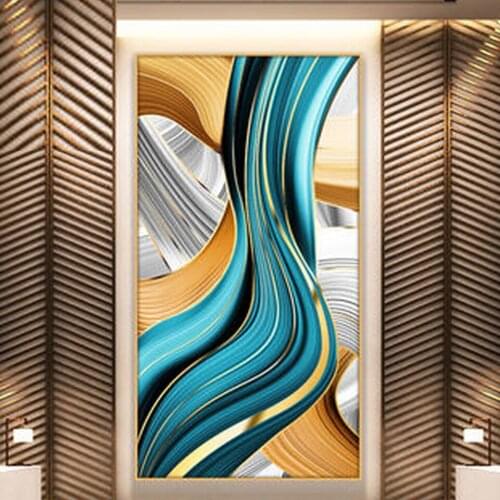Luxury Abstract Line Ribbon Diamond Embroidery Full Square Round Diamond Painting Green Gold Art Wall Art Picture Decor EE2010