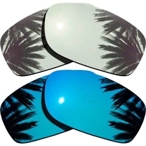 Silver Mirrored+Ice Blue Mirrored Coating) 2-Pairs Polarized Replacement Lenses for Fives Squared 100% UVA & UVB Protection