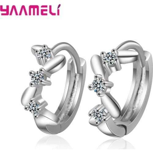 Nature Style 925 Sterling Silver Hoop Earring Korean Cubic Zircon Stone Handmade Leaf Leaves Circle Loop Pendientes Jewelry