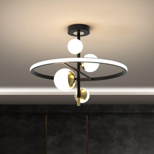 Nordic Led Ring Ceiling Lights Creative Modern Lighting Living Room Decoration Dining Room Fixtures Hanglamps Black Ceiling Lamp