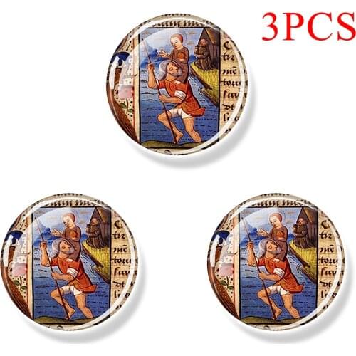St Christopher 30 MM Fridge Magnet St Christopher and Baby Jesus Glass Cabochon Refrigerator Sticker Patron Saint of Travelers