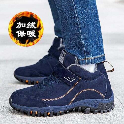 Big Size Warm Anti-slip Winter Shoes for Men Sneakers Brand Mens Sports Cheap Sport Shoes Man Running Shoes 47 Blue Fur E-1060
