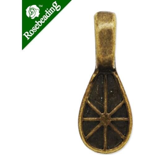 7x19.5mm Vintage Art Bails,Match Glue On Pendant Bails for Jewelry,Zinc Alloy Filled,Antique Bronze plated,50pcs/lot-C4726