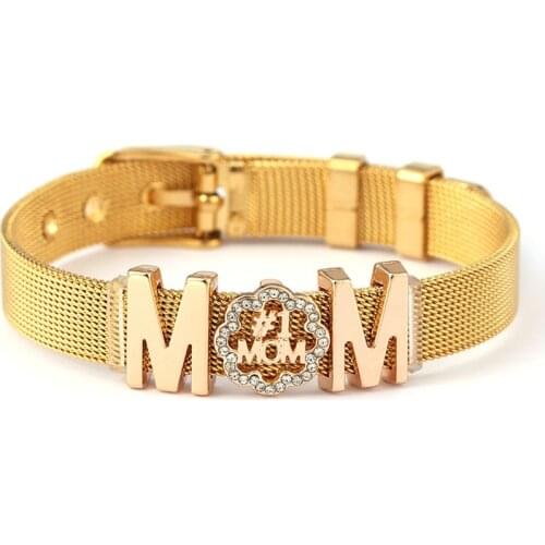 BRACE CODE 2021 New AliExpress Cross-border Supply Lucky #1MOM Mother Bracelet, Keeper Stainless Steel Women Bracelet Gifts