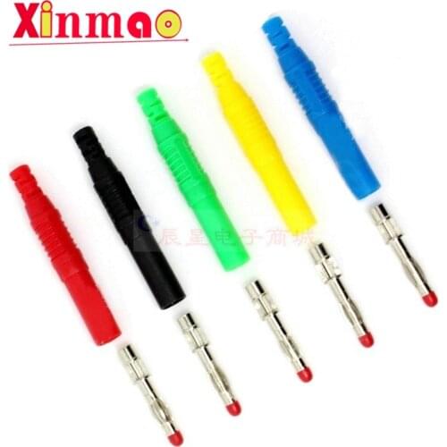 2pcs 4mm Male Banana Plug Straight Insulated Safety Wire Solder DIY Connectors Instrument test plug high current voltage gauge
