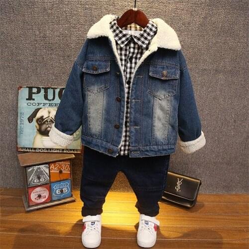 2018 Winter New Toddler Clothes Children Clothing Baby Boys Lambswool Coats Kids Fashion Denim Jackets Toddler Outwear 2-7 Years