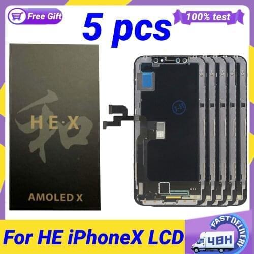 5 Pcs HE OLED For iPhone X XS LCD iPhoneX OLED Display Replacement Assembly Digitizer Touch Pantalla Perfect Repair For X XSMAX