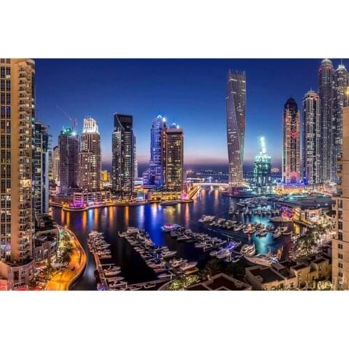 5d Diamond Painting Cross Stitch kits Dubai city night view 5D DIY Full Square round Mosaic Embroidery Rhinestone picture BY1377