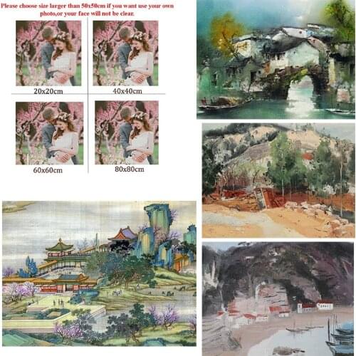 5D Diy Drill Diamond Painting Anime Watercolor Ink Manor Painting Living Room Bedroom Wall Cross Stitc Mosaic Home Decoration