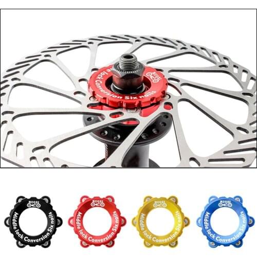 Aluminum Alloy Bicycle Hub Center Lock Adapter Road Bike Brake Thru-Axle Hub Center Lock Cover to 6 Bolt Disc Brake Replacement