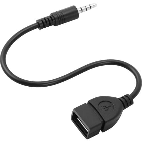 3.5mm Male Audio AUX Jack to USB 2.0 Type A Female OTG Converter Adapter Cable for Car MP3