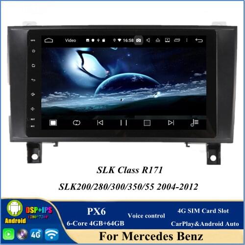 DSP PX6 6-Core Android 10.0 Car DVD Player for Mercedes Benz SLK Class R171 W171 Stereo Radio GPS WIFI USB Bluetooth 5.0 CarPlay