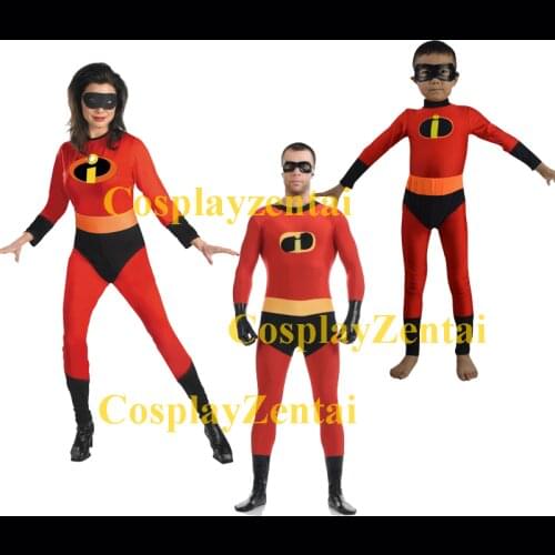 Free Shipping The Incredibles Family Three Pieces Spandex Cosplay Halloween Costume