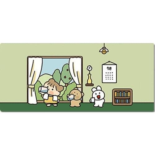90x40cm 35.43x15.74 Inch Large XXL Cute HD Cartoon Cold drink Pattern Table Mat Non-slip Mouse Pad Computer Desk Mat