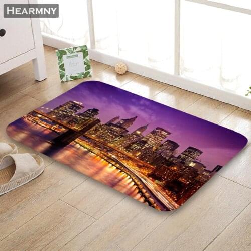 Brooklyn Bridge New York Doormat Floor/Bath/Kitchen/Beach Mat Flannel Sponge Fabric 3D Printed Shaggy Decoration For Bedroom