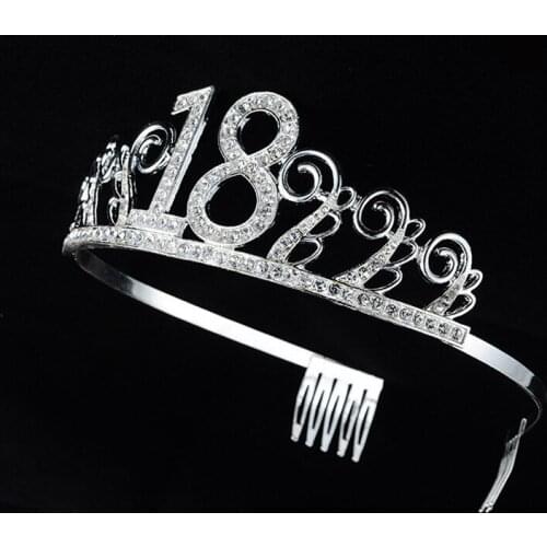 Birthday 18th Birthd Princess Crown Headband Crystal Wedding Crown Hairband Hair Headwear Party Supplies Wedding Decoration