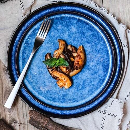 FANCITY Japanese style tableware breakfast plate creative tableware steak plate vegetable plate flat plate Western food plate ho