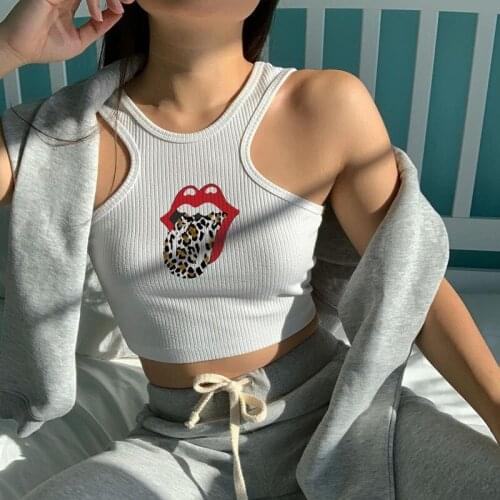 Summer Fashion Shirt Lips Leopard Graphic T Shirt Women Tops Base O-neckBlack Tees Kiss Leopard Lip Funny Girls Tshirt