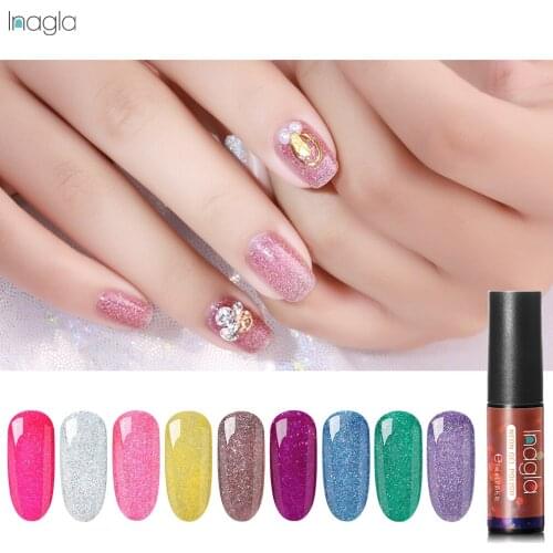 Inagla Nail Art 5ml Shining Glitter Starry Neon Paint Gel Crystal Lacquer Nail Art Soak off Neon UV LED Gel Nail Polish