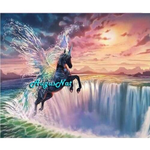 Horse full square diamond painting waterfall diamond dotz poster scenery wall decor landscape art mosaic cross stitch craftgift