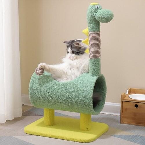 Cute Animal Shape Cat Climbing Frame Scratch Resistant Wear Resistant Cat Platform Cotton Hemp Paper Tube Board Healthy Cat Toy