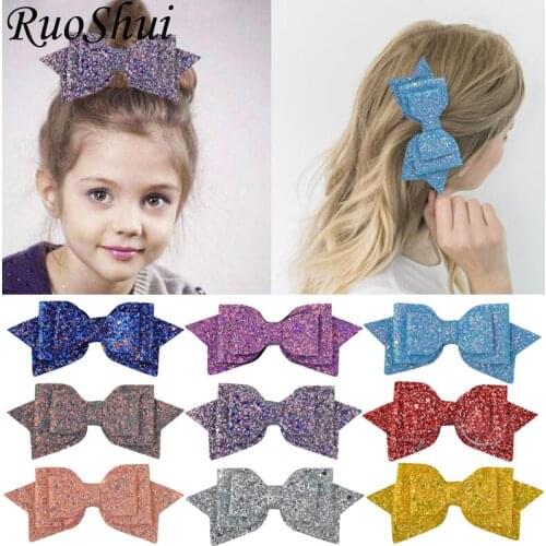 3 /3.75/5 inch Baby Cute Glitter Hair Bows Kids Hairpins Hair Clip Girls Barrettes Headwear Children Fashion Hair Accessories