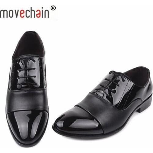 Movechain Fashion Lace-Up Leather dress shoes for man wedding business flats mens casual pointed toe party driving Oxfords
