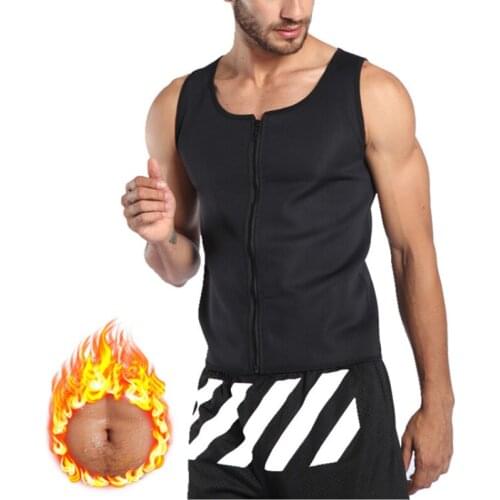 Men Neoprene Sauna Suit Hot Body Shaper Corset for Weight Loss with Zipper Waist Trainer Vest Tank Top Workout Shirt