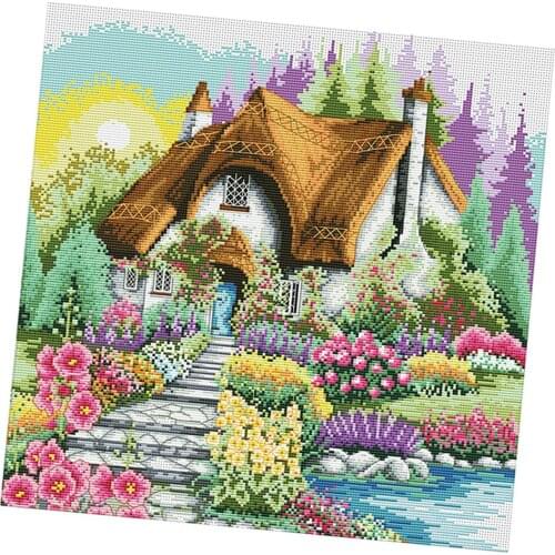 Cross Stitch Embroidery Needlework Kit Set, Beautiful House Motif, Embroidery Picture