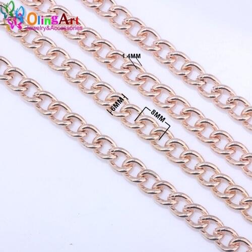 OlingArt 540MM/lot 8MM Rose Gold Color Plated Oval Shape Twisted Cross Link Chains DIY Jewelry Accessories making