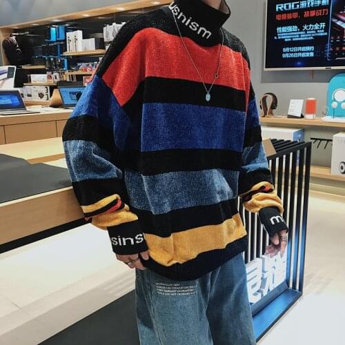 Casual Loose Turtleneck Men Knitted Pullovers Sweater