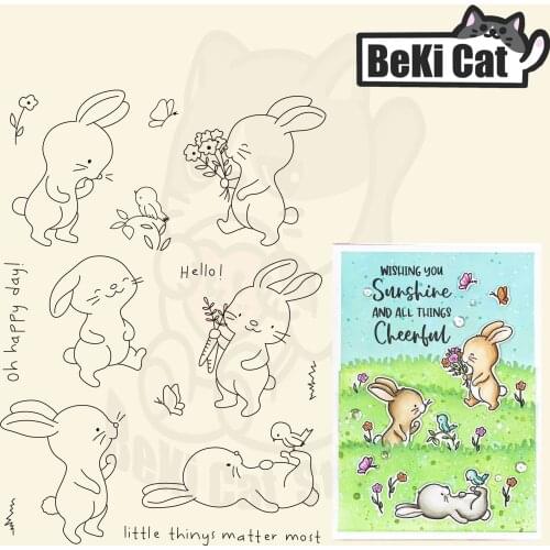 Rabbit Transparent Clear Stamps for DIY Scrapbooking/Card Making Fun Decoration Supplies