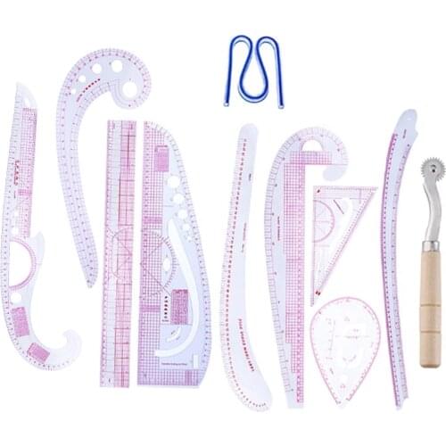 KAOBUY 11pcs/set Ruler Tailor Measuring Kit French Curve Sewing Set Patchwork Rule Combination Paddle Wheel