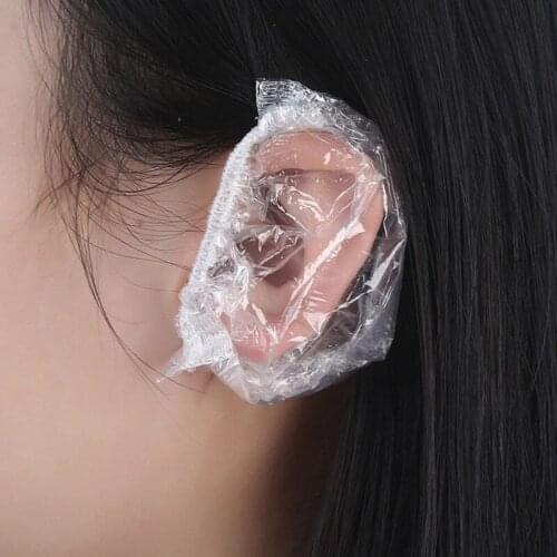 Disposable Hairdressing Earmuffs Waterproof Strip Plastic Shower Cap Pe Prevent Ear Canal Inflammation Household Supplies
