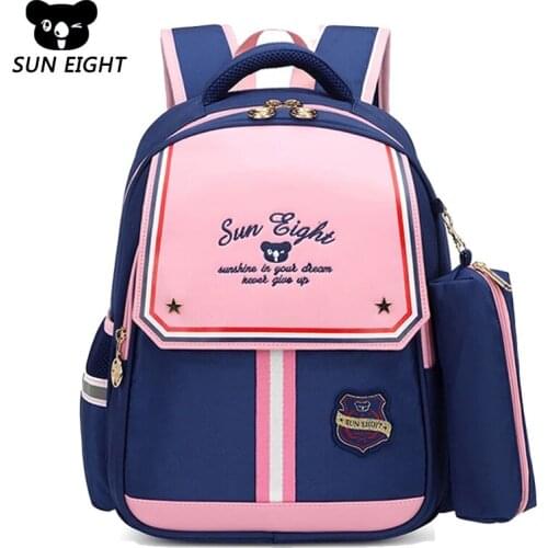 SUN EIGHT Orthopedic School Bags For Kids Backpack Patchwork Girl School Bags Boys School Backpack Hand Bag Satchel Knapsack