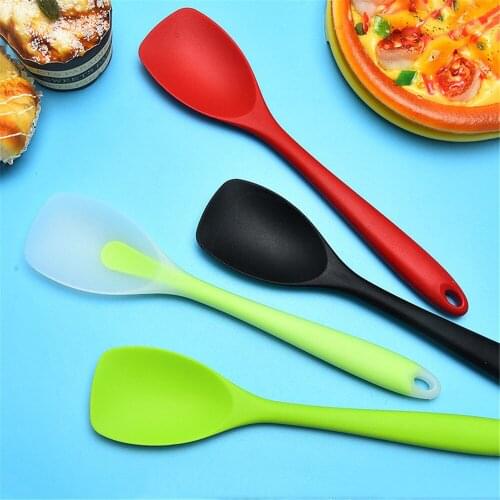 Heat Resistant Silicon Spoon Spatula Kitchen Bakeware Utensil Handle Scraper Stirring Scooping Mixing Cookware Tools